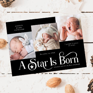 A Star Is Born Christmas Black Birth Announcement