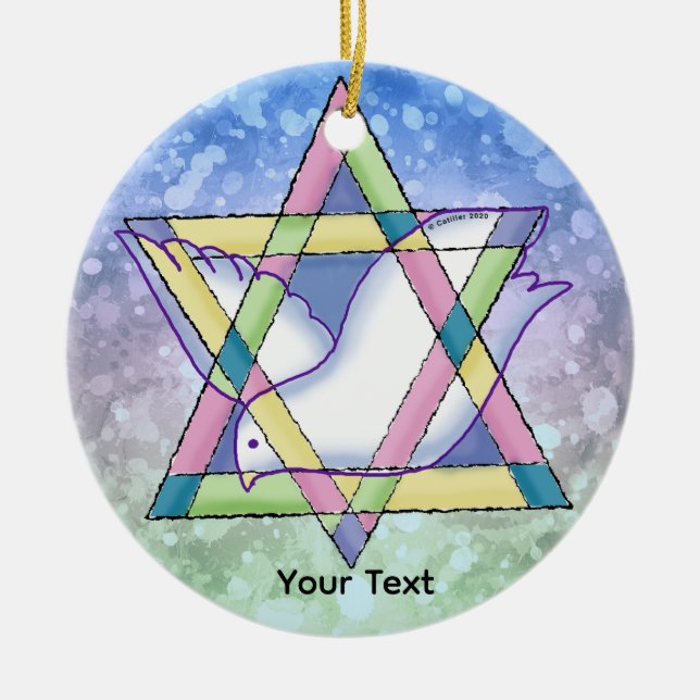A Star of David Ceramic Tree Decoration (Front)