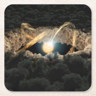 A Star Surrounded By A Protoplanetary Disc Square Paper Coaster