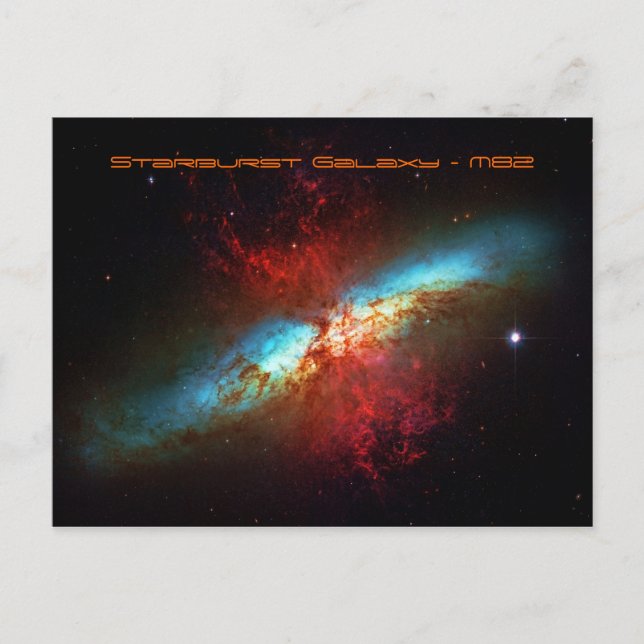 A Starburst Galaxy - Messier 82 (Cigar Galaxy) Postcard (Front)