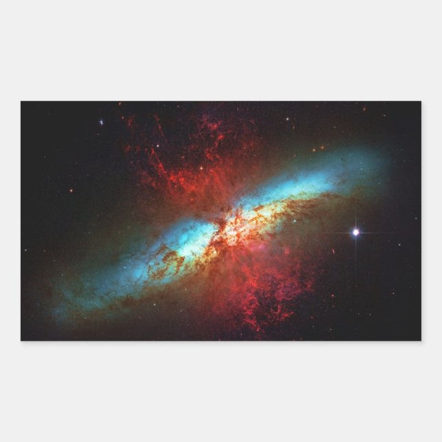 A Starburst Galaxy - Messier 82 (Cigar Galaxy) Rectangular Sticker (Front)
