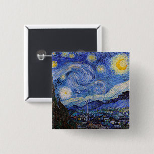 A Starry Night: Saint Remy by Vincent Van Gogh 15 Cm Square Badge