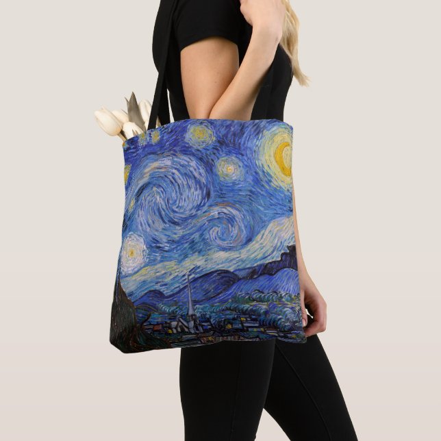 A Starry Night: Saint Remy by Vincent Van Gogh Tote Bag (Close Up)