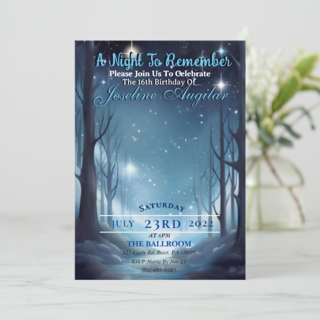 A Starry Night Sweet 16 Invitation (Standing Front)