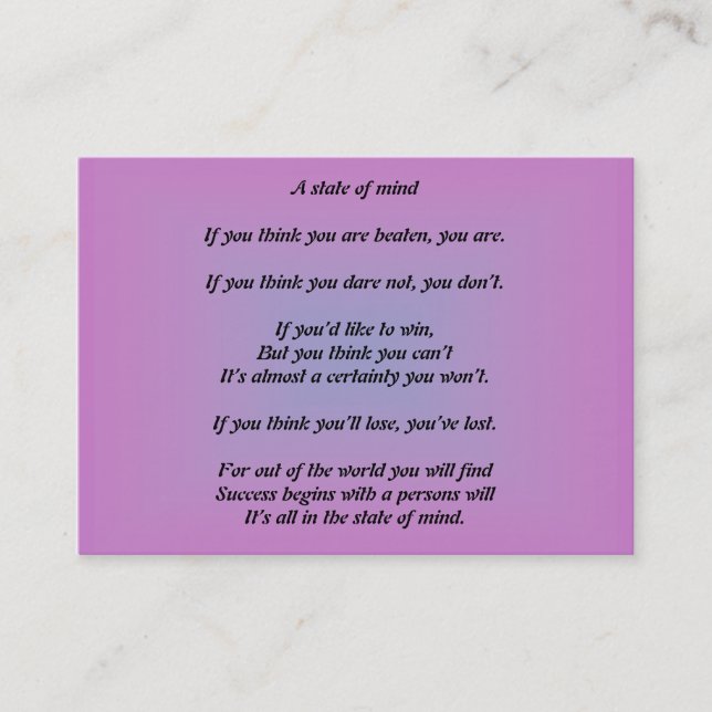 A State Of Mind Business Card (Front)