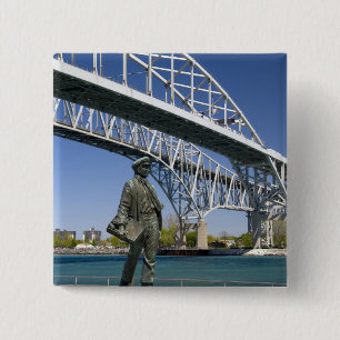 A statue of Thomas Edison by local artist Mino 15 Cm Square Badge