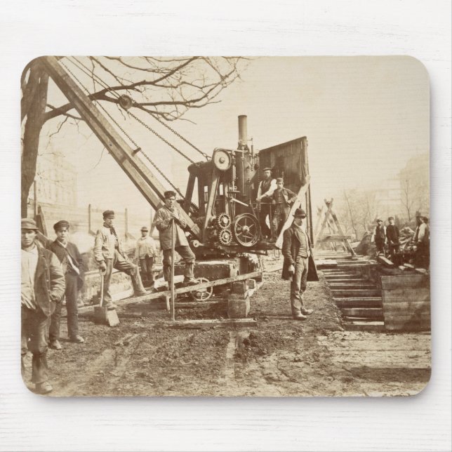 A steam crane in operation during the building of mouse pad (Front)