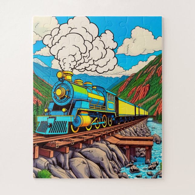 A steam train journey children's jigsaw puzzle (Vertical)