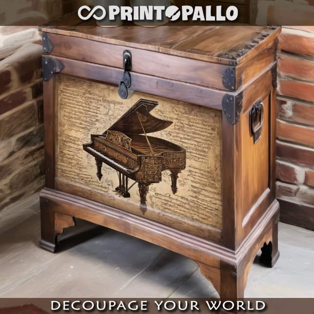 A steampunk piano in a world of music notes tissue paper (Creator Uploaded)