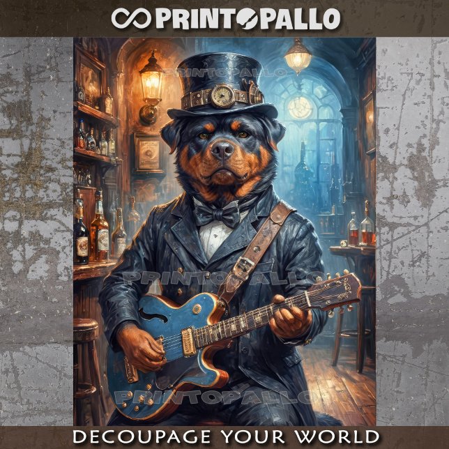 A steampunk Rottweiler playing guitar in pub -  Tissue Paper (Creator Uploaded)
