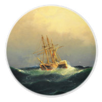 A steamship in a storm in the Atlantic Ocean