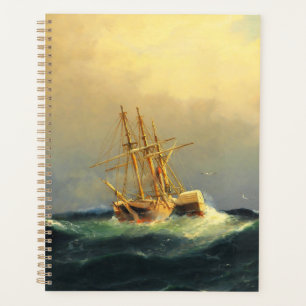 A steamship in a storm in the Atlantic Ocean Planner