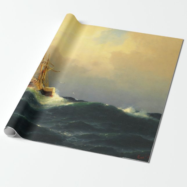 A steamship in a storm in the Atlantic Ocean Wrapping Paper (Unrolled)