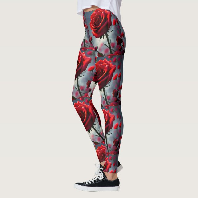 "A Stem in Bloom: The Ruby Rose" Leggings (Left)