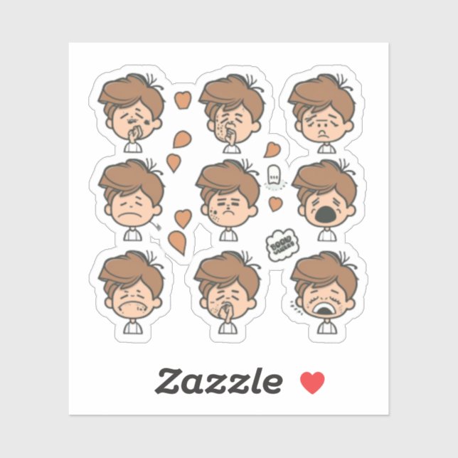 A sticker for a group of anime characters crying (Sheet)