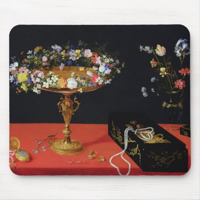 A Still Life of a Tazza with Flowers Mouse Pad (Front)