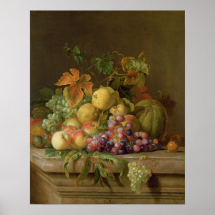 A Still Life of Melons, Grapes and Peaches Poster