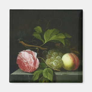 A Still Life with a Rose, Grapes and Peach Magnet