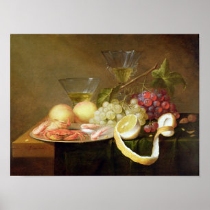A still life with glasses poster