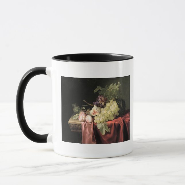 A still life with grapes, plums mug (Left)