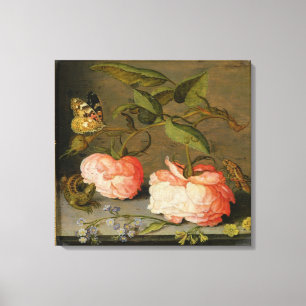 A Still Life with Roses on a Ledge Canvas Print