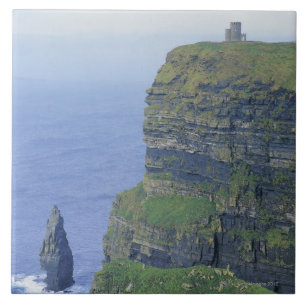 a stone castle standing on top a steep cliff in tile