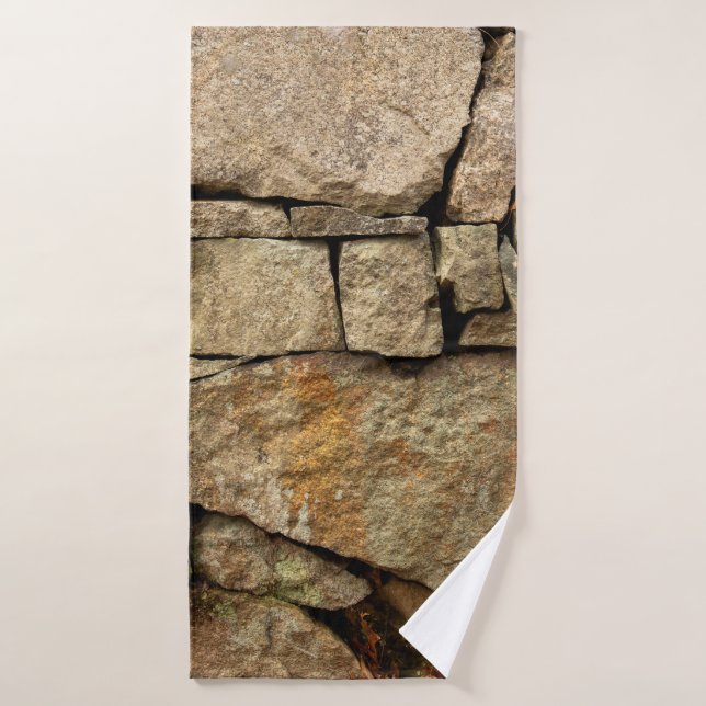 A stone wall made of cobblestones background textu bath towel (Bath Towel)