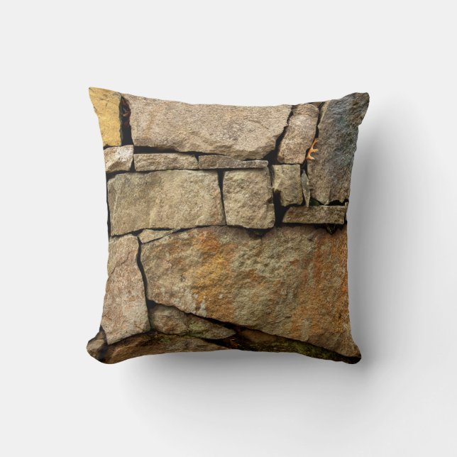 A stone wall made of cobblestones background textu cushion (Front)