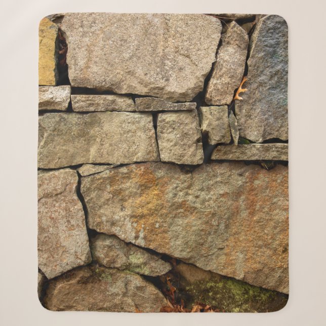 A stone wall made of cobblestones background textu sherpa blanket (Front)