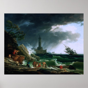 A Storm on a Mediterranean Coast by Claude Joseph Poster