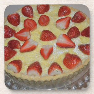 A strawberry cake coaster