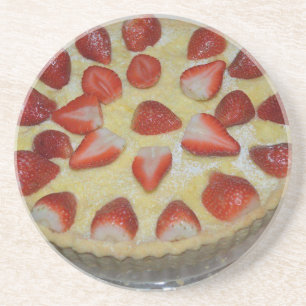 A strawberry cake coaster