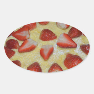 A strawberry cake oval sticker
