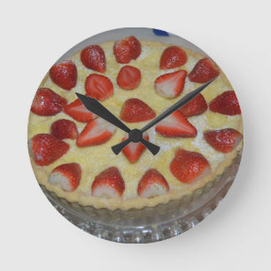 A strawberry cake round clock