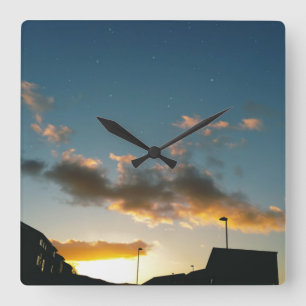 A street crowned with stars square wall clock