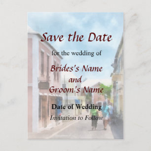 A Street in St. George Bermuda Save the Date Announcement Postcard