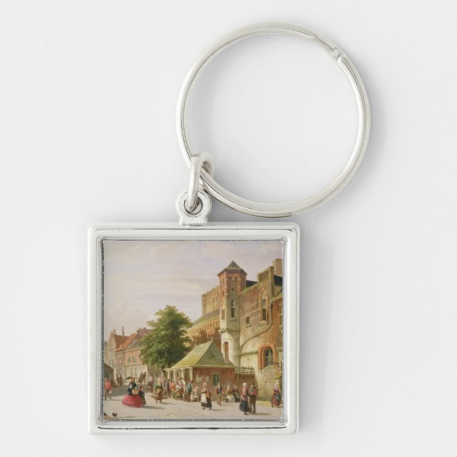 A Street Scene in Amsterdam Key Ring (Front)