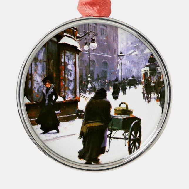 A Street Scene in Winter, Copenhagen, Metal Tree Decoration (Front)