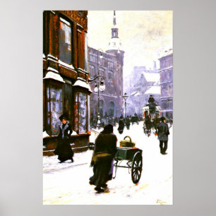 A Street Scene in Winter, Copenhagen Poster