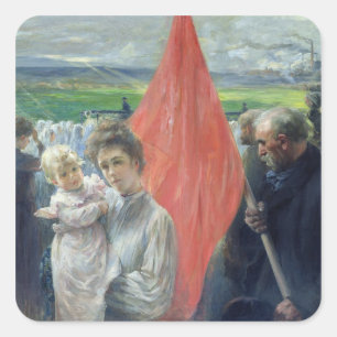 A Strike at Saint-Ouen, 1908 Square Sticker