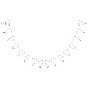 A striking blue and pink floral motif contrasted a bunting