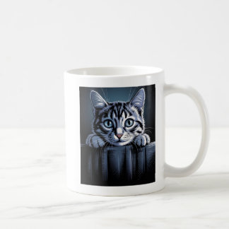 A Striking Cat Illustration – Bold Artistic Feline Coffee Mug