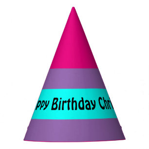 A Stripe turquoise + Your Colours & Text Party Hat
