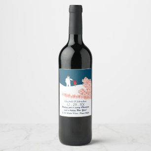 A Stroll With Snowman Christmas Wine Label