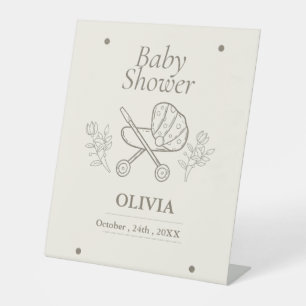 A Stroller Adventure Gender Neutral Baby Shower Pedestal Sign