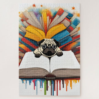 A studious Carlin puppy Jigsaw Puzzle