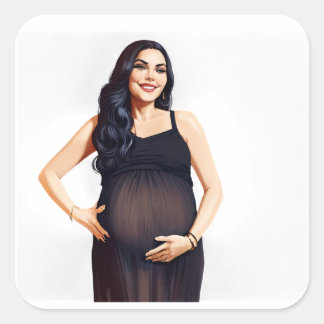 A Stunning and Glamourous Pregnant Woman Square Sticker