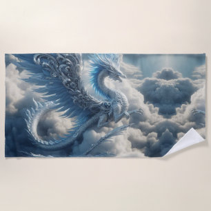 A Stunning Dragon Surrounded by Clouds  Beach Towel