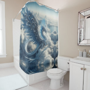 A Stunning Dragon Surrounded by Clouds Shower Curtain