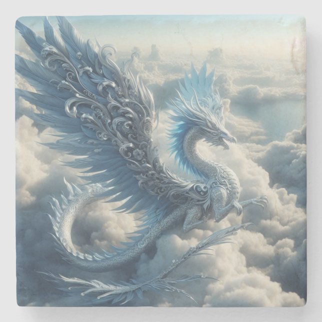 A Stunning Dragon Surrounded by Clouds  Stone Coaster (Front)